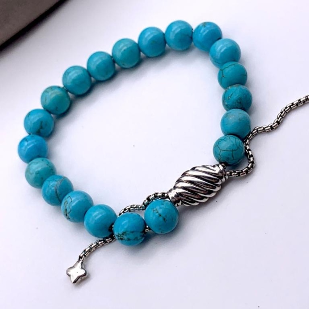 🦋🦋🦋David Yurman turquoise women’s beads Adjustable 8 mm